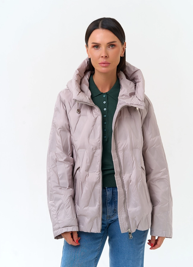 Женская куртка с капюшоном модель № 33849 меха малина фото