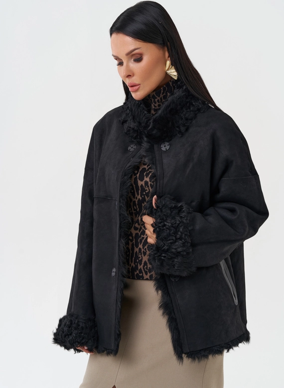 Женская двухсторонняя натуральная дубленка
