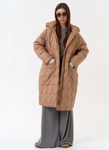 Женское свободное пальто с капюшоном фото