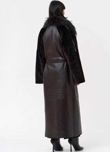 Женская натуральная дубленка с воротником из меха лисы