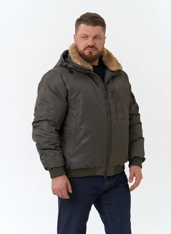 Мужская куртка бомбер с капюшоном фото