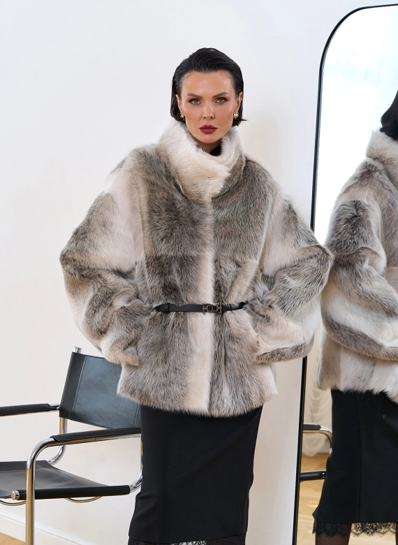 Дубленка двухсторонняя с поясом фото