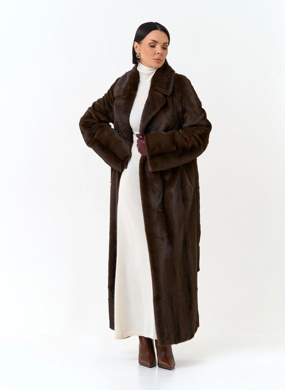 Длинная шуба из эко меха фото