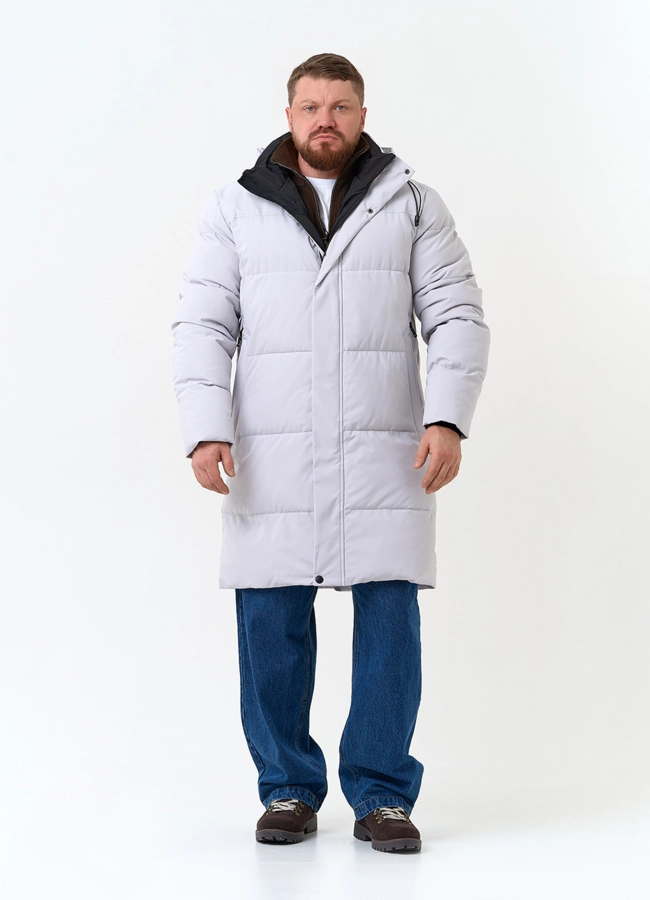Мужской пуховик с капюшоном модель № 34078 меха малина фото